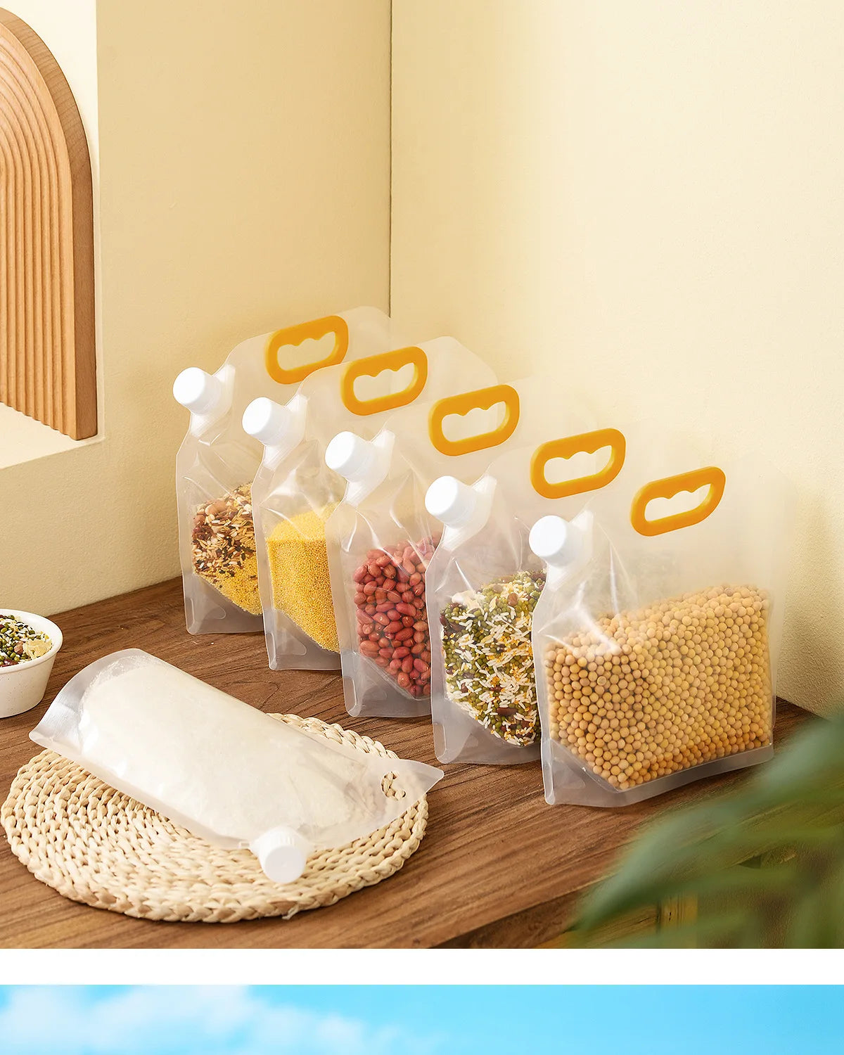 Grain Storage Bags 5PCS Portable Insect & Moisture Proof Recyclable