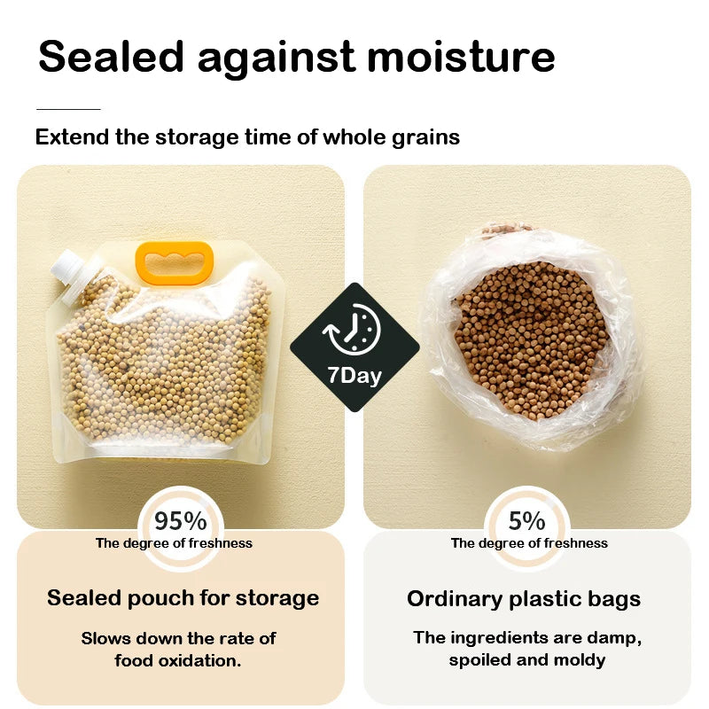 Grain Storage Bags 5PCS Portable Insect & Moisture Proof Recyclable