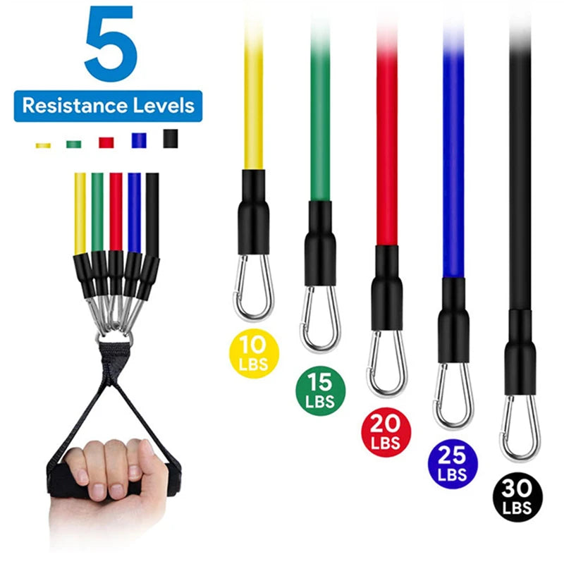 11pcs Resistance Bands Set with Ankle Strap & Chest Expander for Fitness Pilates