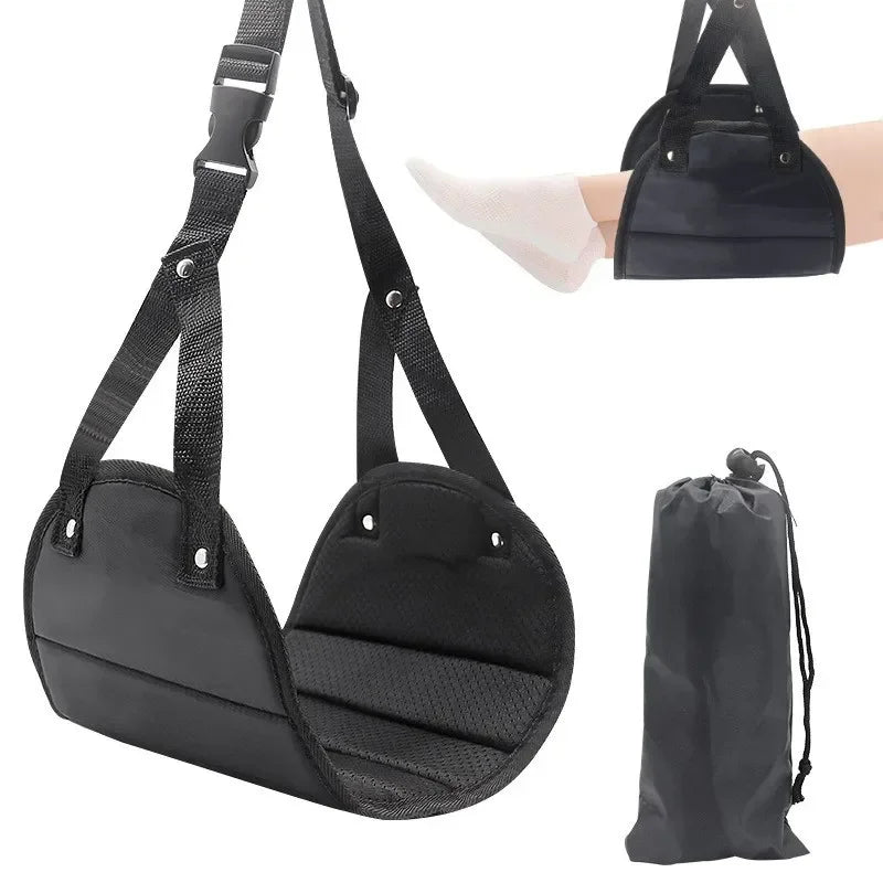 Portable Adjustable Leg Hammock for Airplane, Office, Car Travel Support