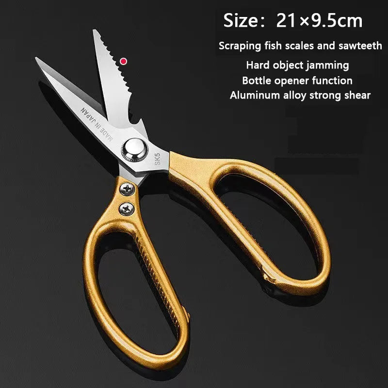 Multifunctional Stainless Steel Kitchen Scissors for Meat & Fish Cutting