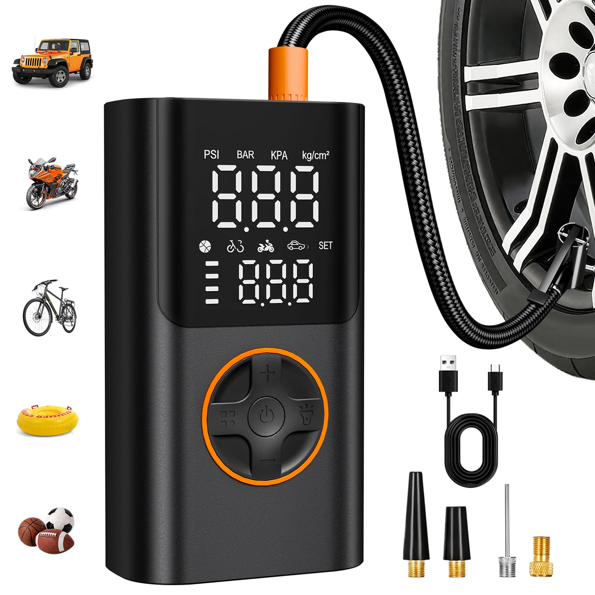 Cordless Mini Tire Inflator 150 PSI Portable Air Compressor for Car Bike