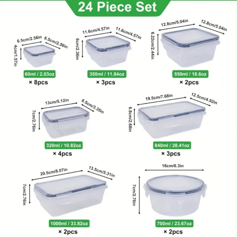 BPA-Free Food Storage Set with 24 Airtight Containers and Lids, 48 Pieces