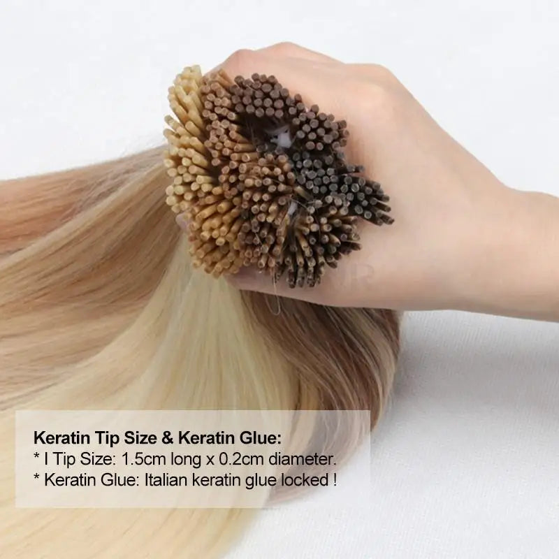I Tip Hair Extensions Real Human Hair 30g/pack Microlink Capsules 14"