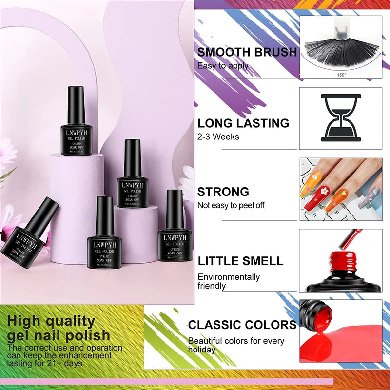 Professional Gel Nail Polish Kit with UV LED Lamp and Nail Drill Set