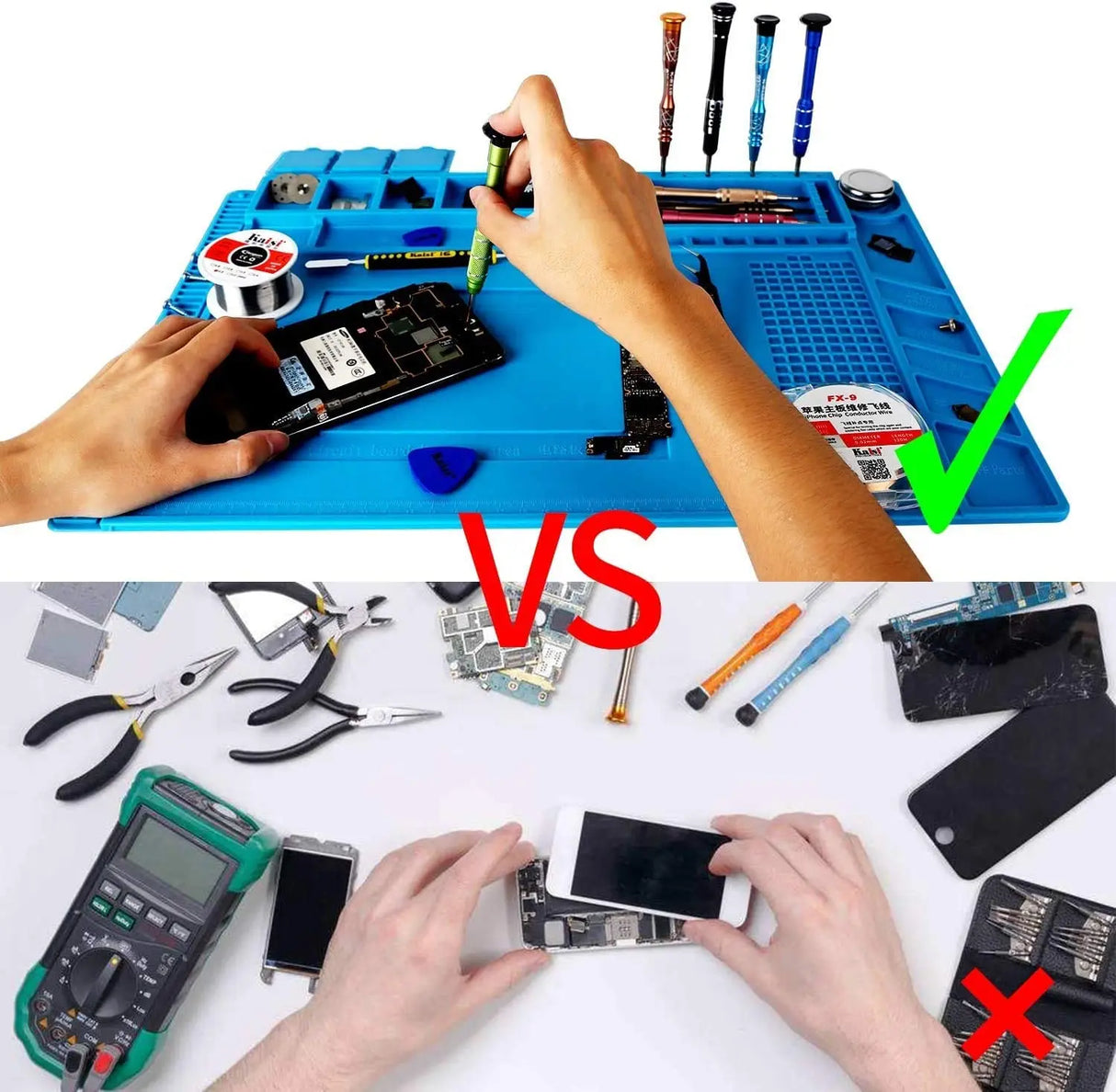 Soldering Station Mat Silicone Heat Resistant 932°F Anti-Static Magnetic Mat