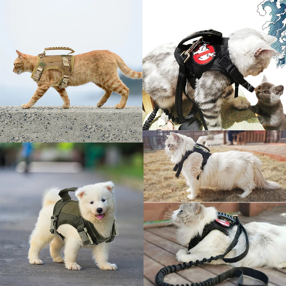 Tactical Cat Harness Adjustable Escape Proof Soft Mesh Vest for Walking