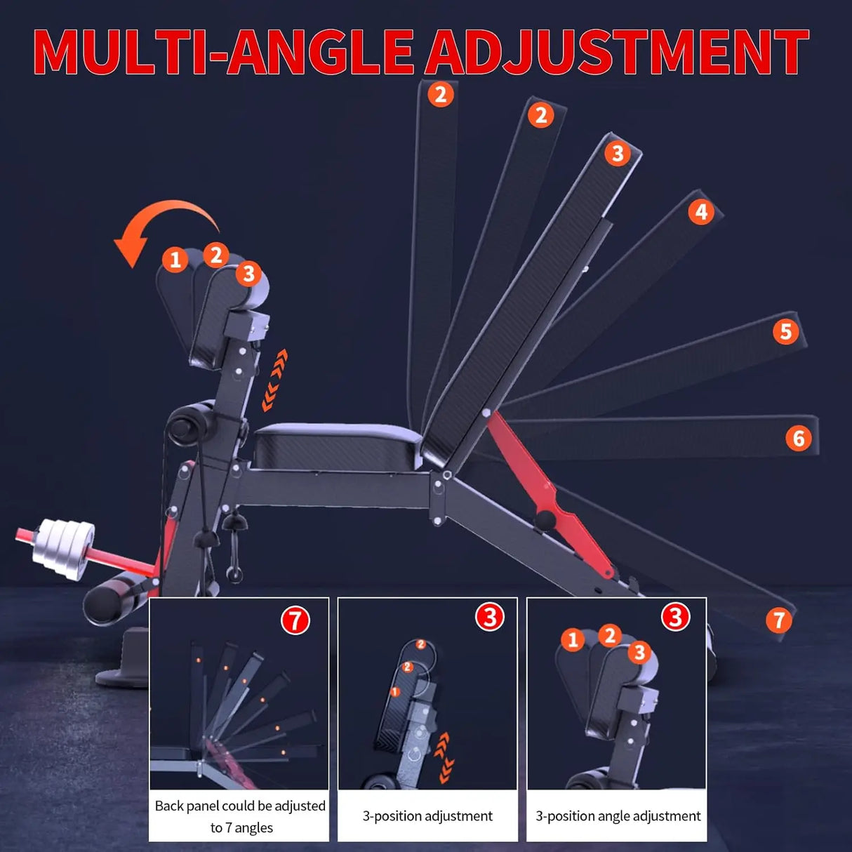 Foldable Dumbbell Bench with 6 Adjustable Levels, 1000 lbs Capacity
