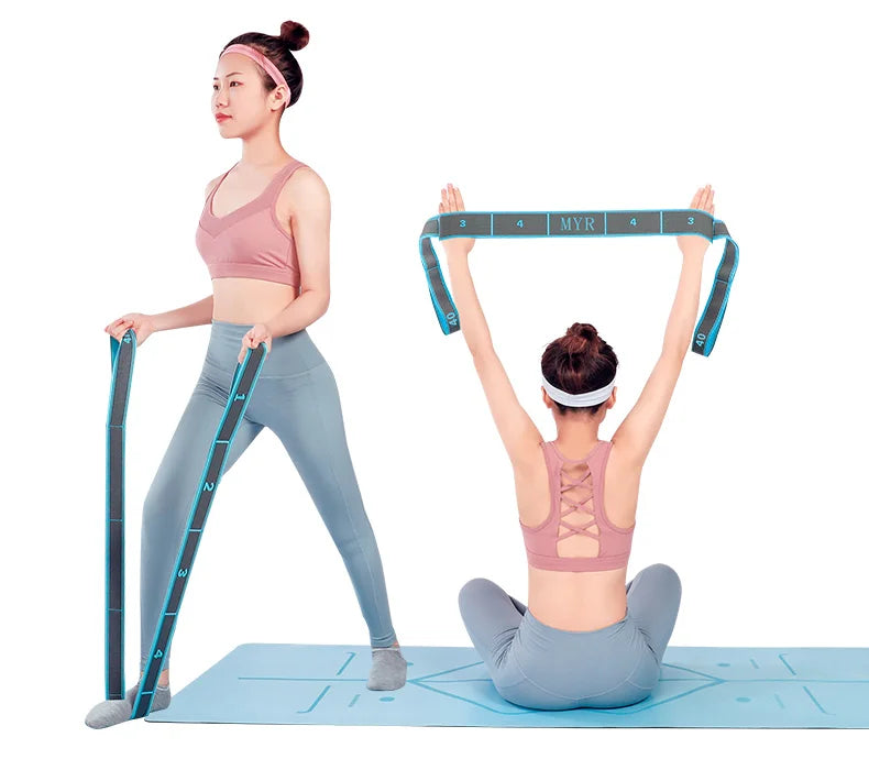 Elastic Yoga Stretching Strap with Loops for Ballet, Dance, Pilates