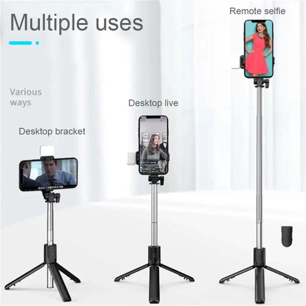 Portable Bluetooth Selfie Stick Tripod with Remote Shutter & Light