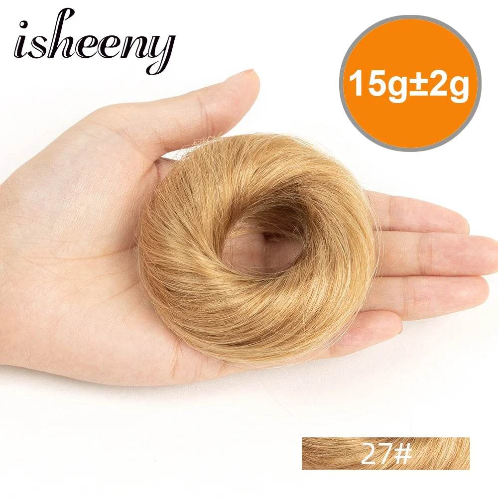 Messy Human Hair Buns Hairpieces in Natural Colors, 15g Each