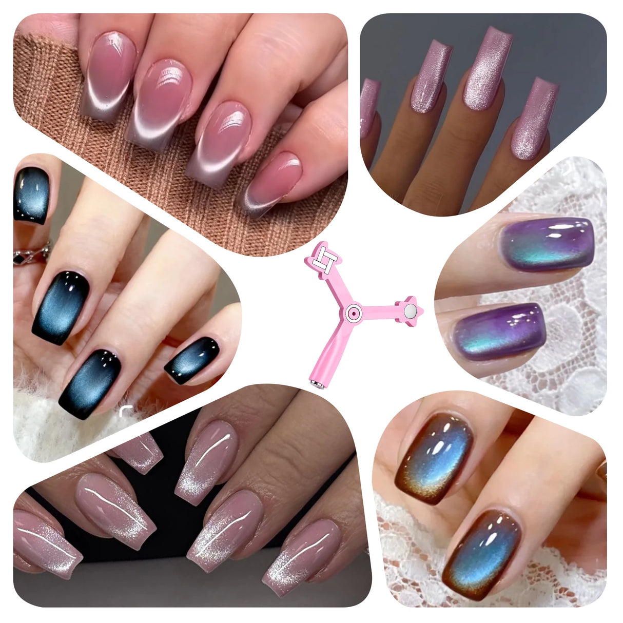 Cat Eye Nail Magnet Tool 4-in-1 for French Star Flower Nail Art Designs