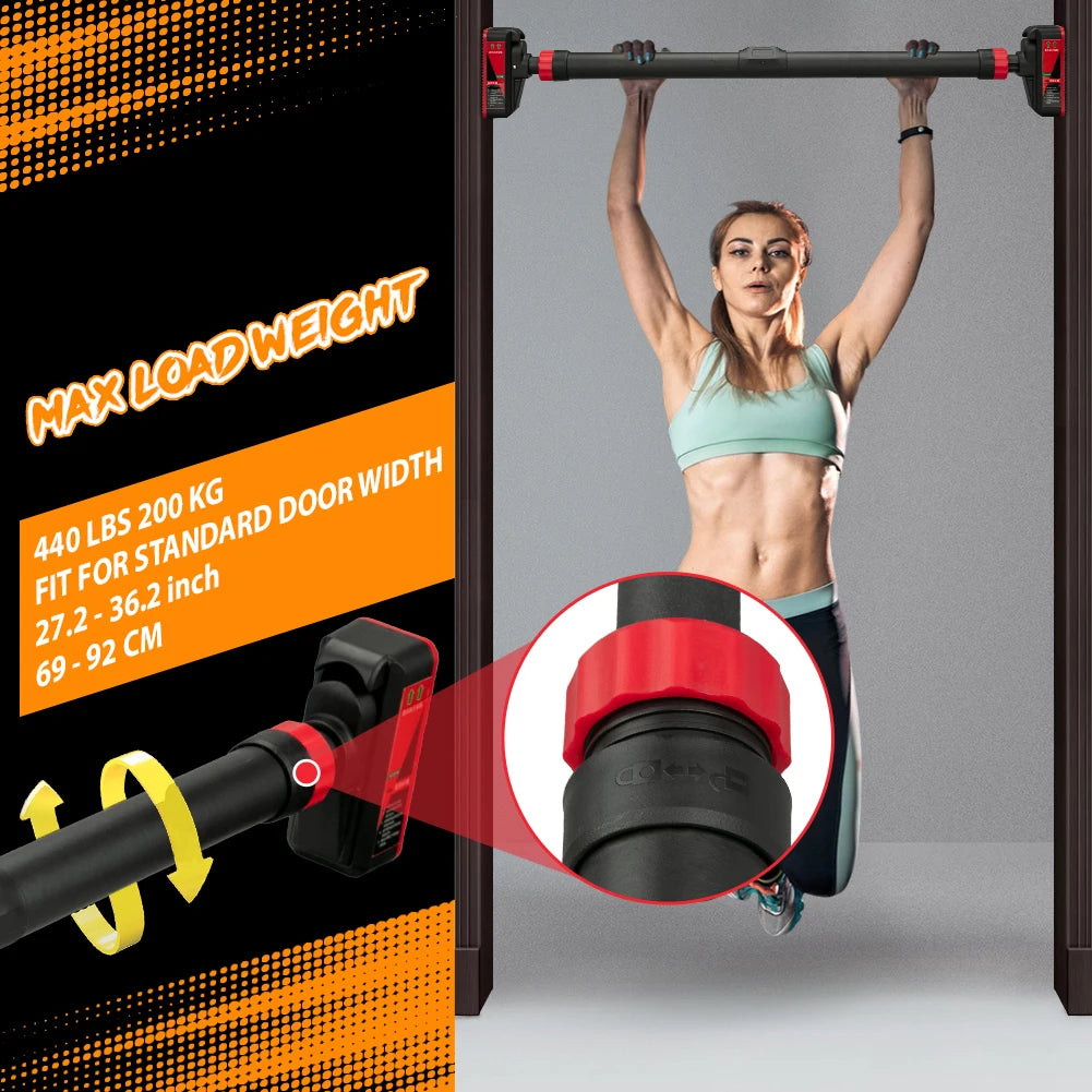 Adjustable Pull-Up Bar with Level Gauge 69-92cm, 200kg Max Load Capacity