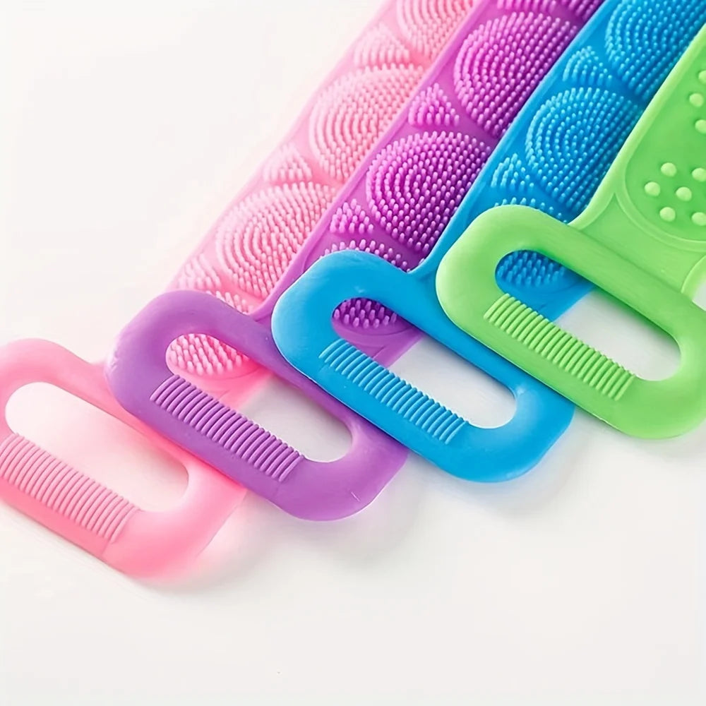 Silicone Bath Scrubber Exfoliating Brush Back Cleaner Body Strap Accessory