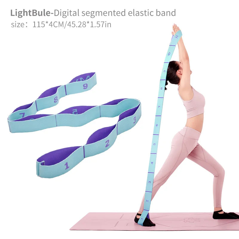 Elastic Yoga Stretching Strap with Loops for Ballet, Dance, Pilates