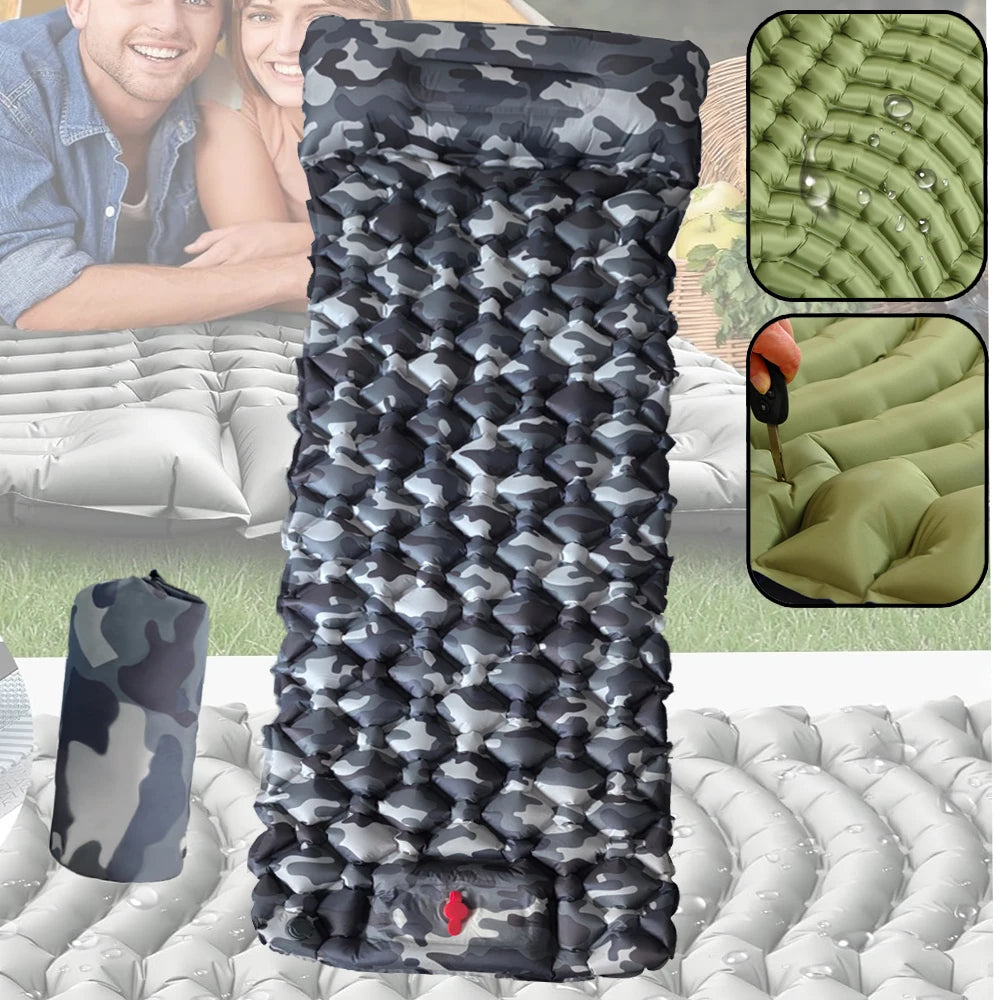 Inflatable Camping Mattress Pad with Pillows - Ultralight Air Mat