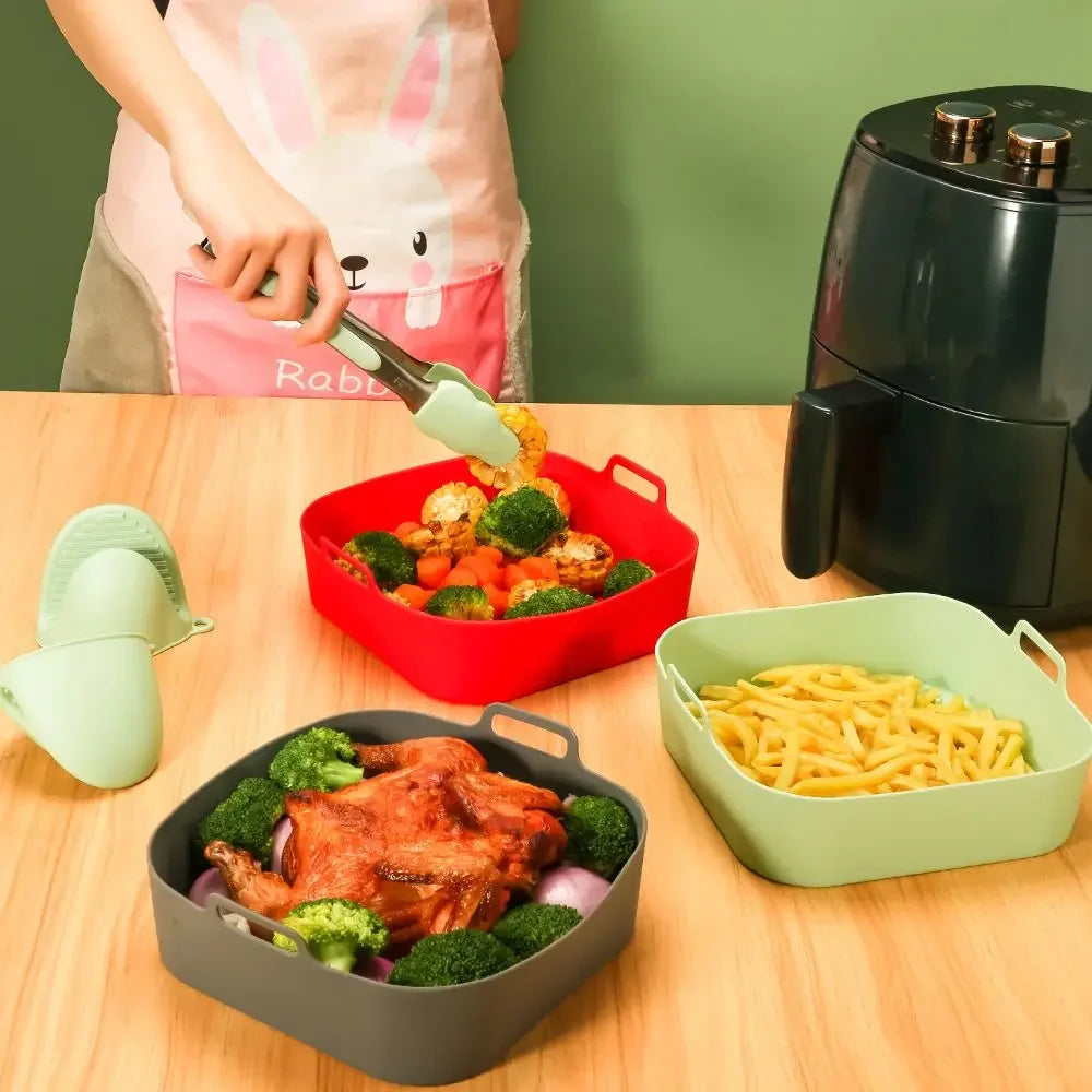 Silicone Air Fryer Baking Pan Liner | High Temp Resistant | Reusable Mat