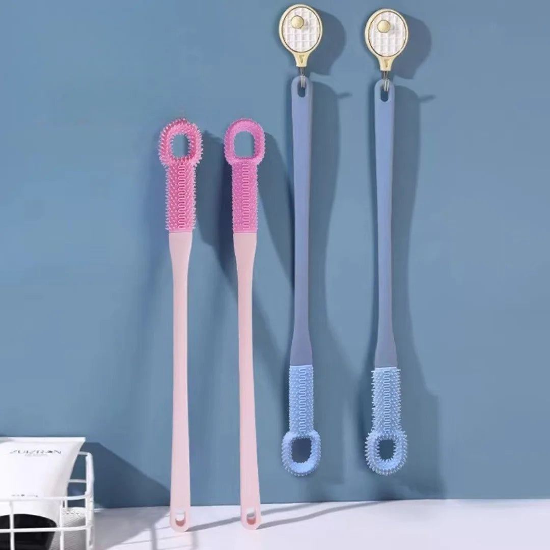 Comfort Silicone Brush Long Handle Soft Rubber Toe Gap Brush for Foot Care