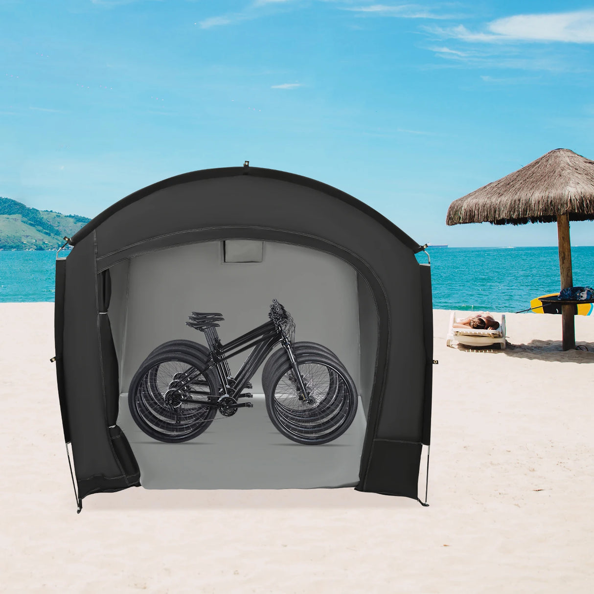 Portable Waterproof Bike Storage Shed for 1-4 Bikes, 220x150x185cm