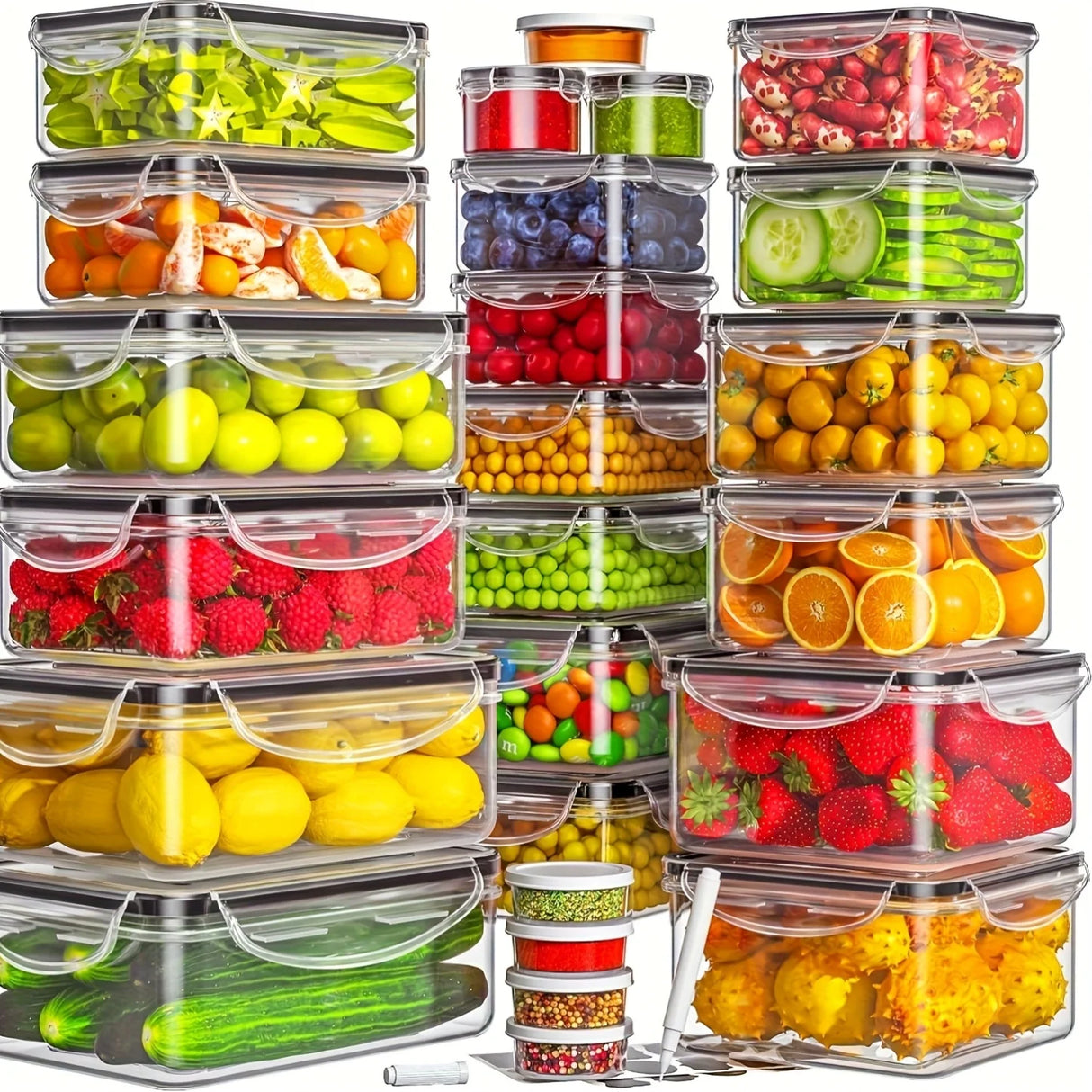 BPA-Free Food Storage Set with 24 Airtight Containers and Lids, 48 Pieces
