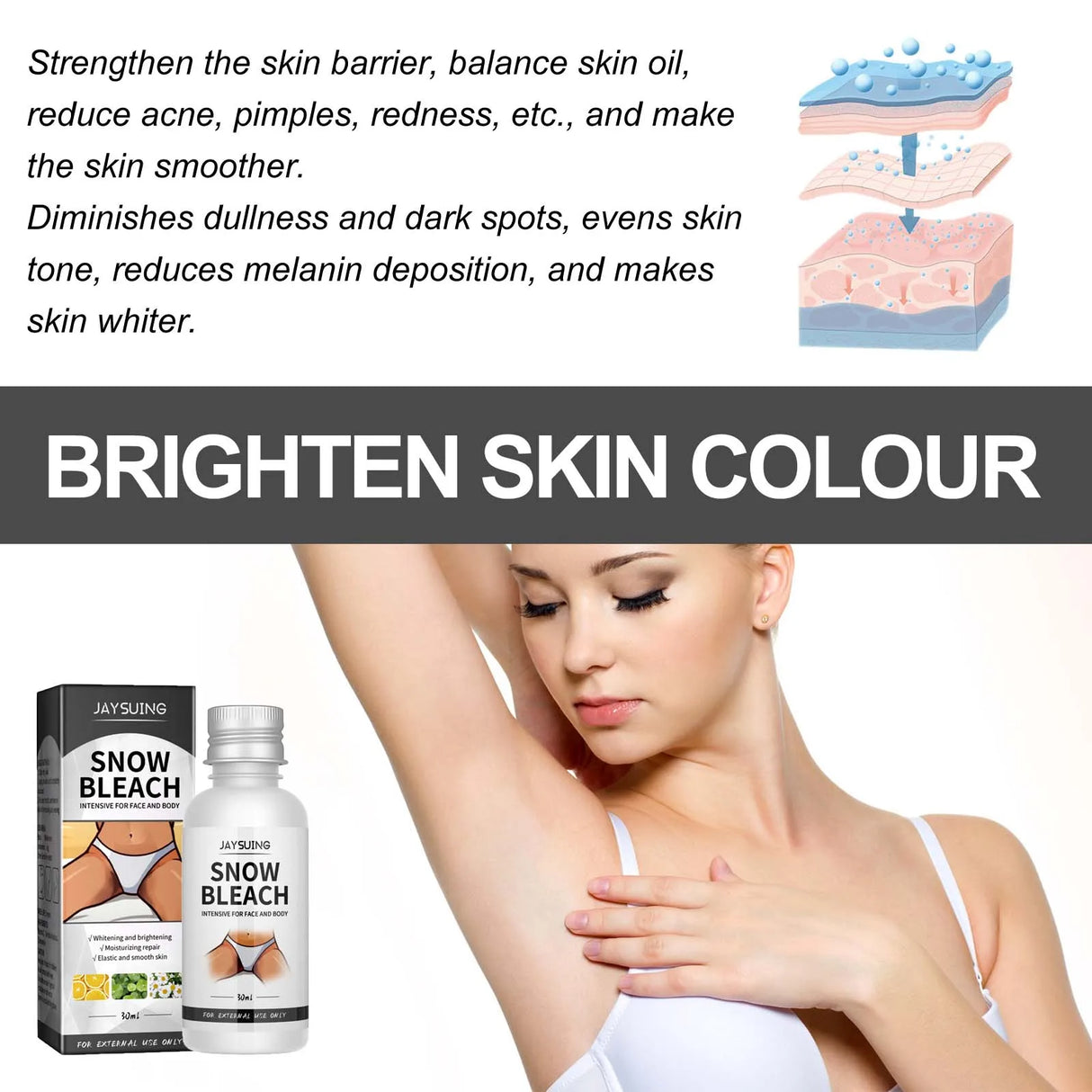 Body Snow Bleach Cream for Brightening Private Parts & Underarms