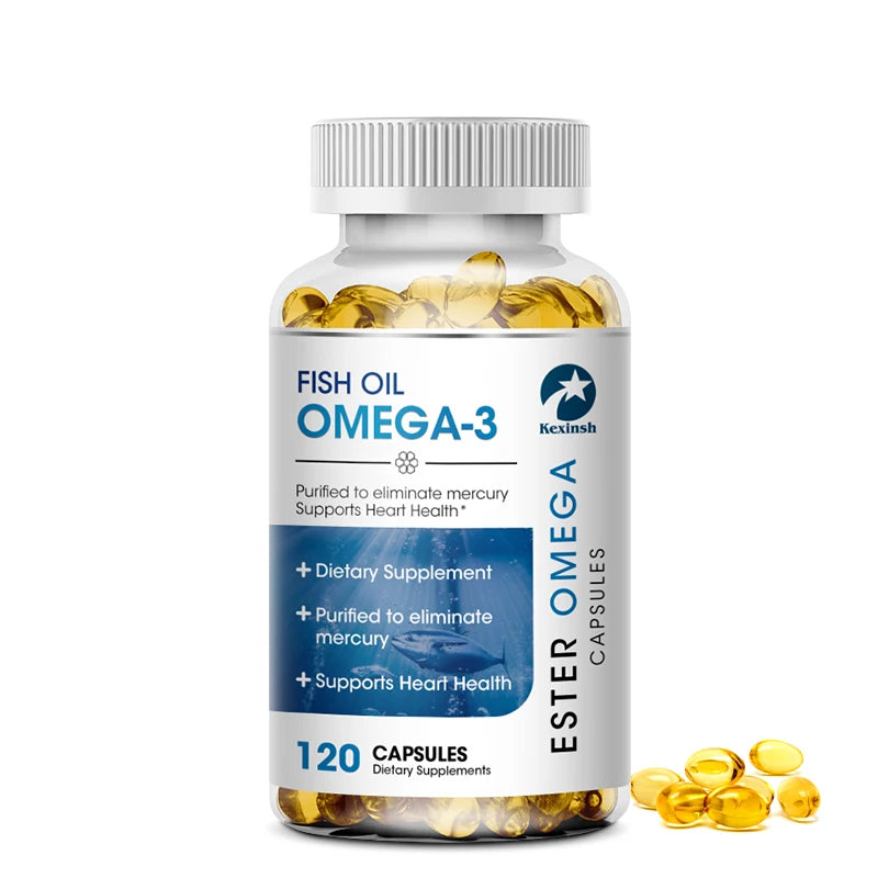 Omega-3 Fish Oil Capsules 3600mg - 120 Counts for Heart & Brain Health