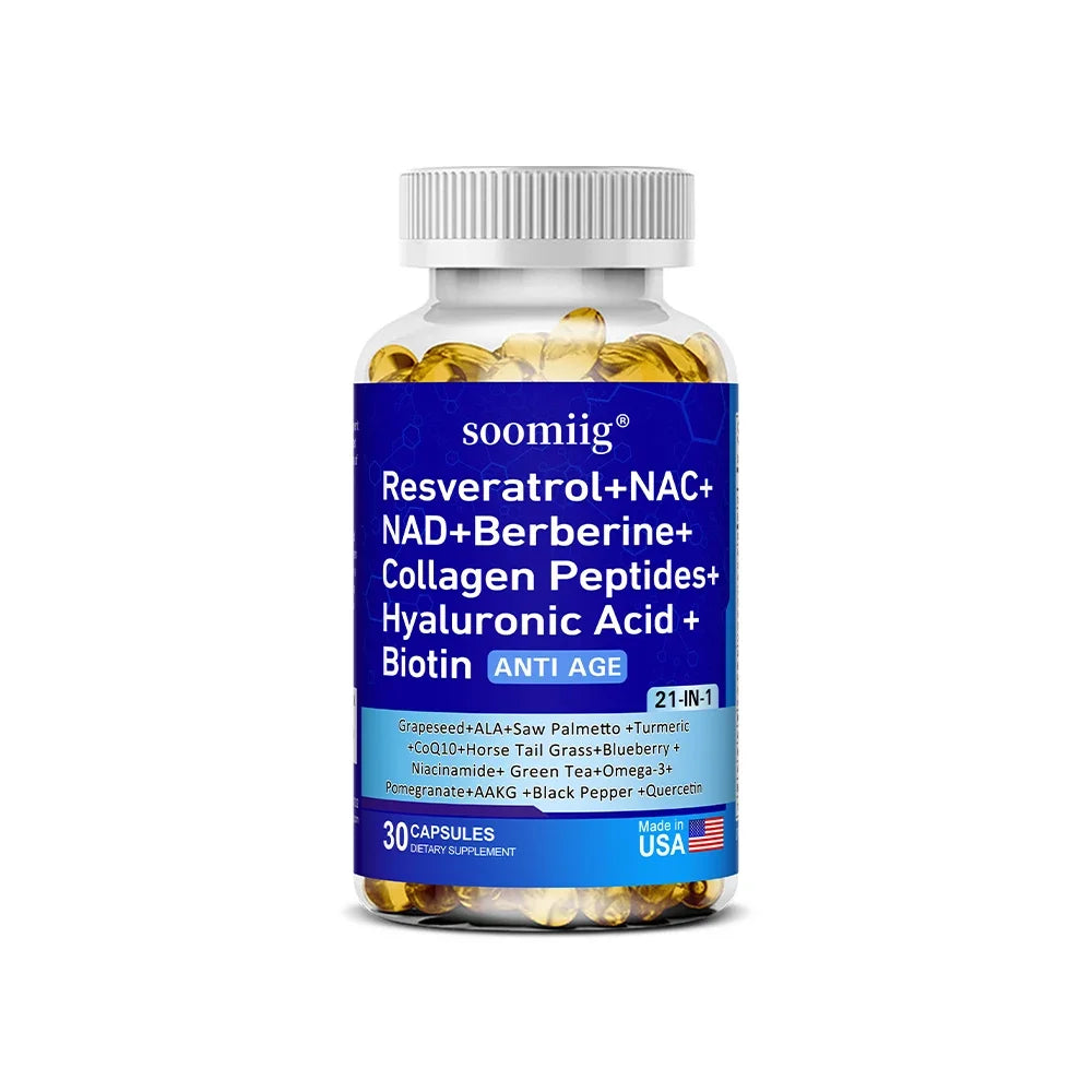 21-in-1 Cell Vitality Supplement with Resveratrol, Collagen, Turmeric