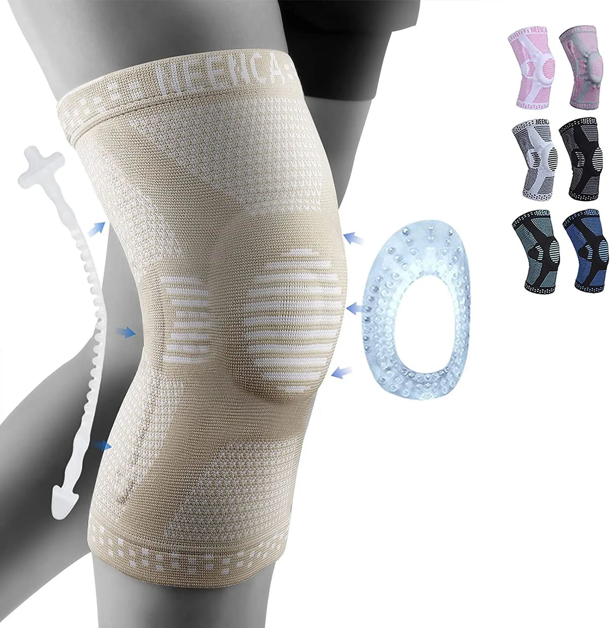 NEENCA Copper Knee Brace with Gel Pad & Stabilizers for Joint Support