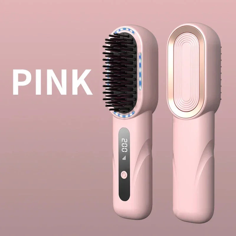 Wireless Hair Straightener Comb with Negative Ion Technology - Rechargeable