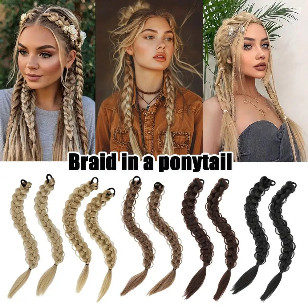Braided Synthetic Hair Ponytail Extension with Elastic Band - Daily Use