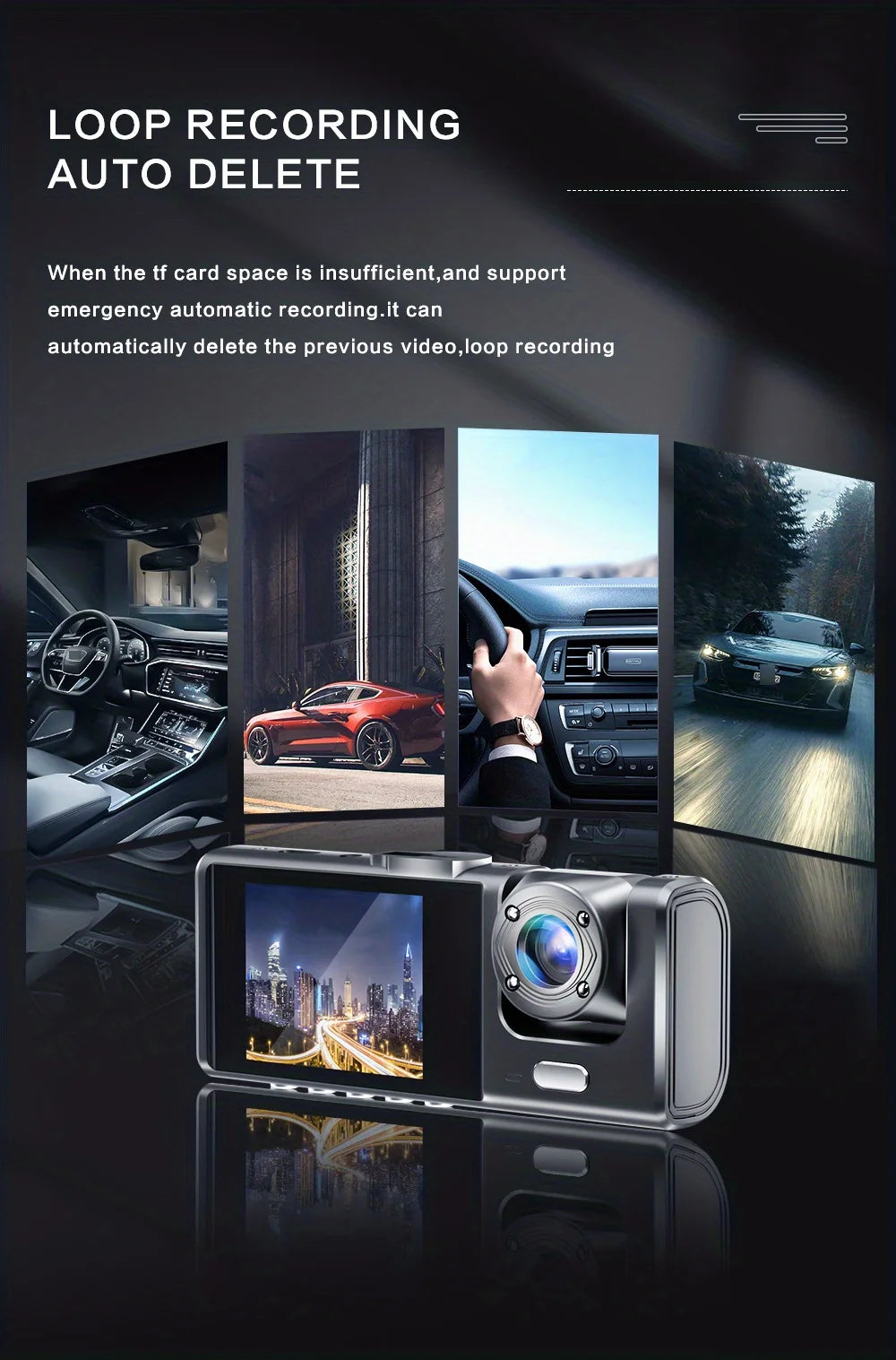 1080P Dash Cam WiFi Front & Rear Camera with Night Vision for Cars