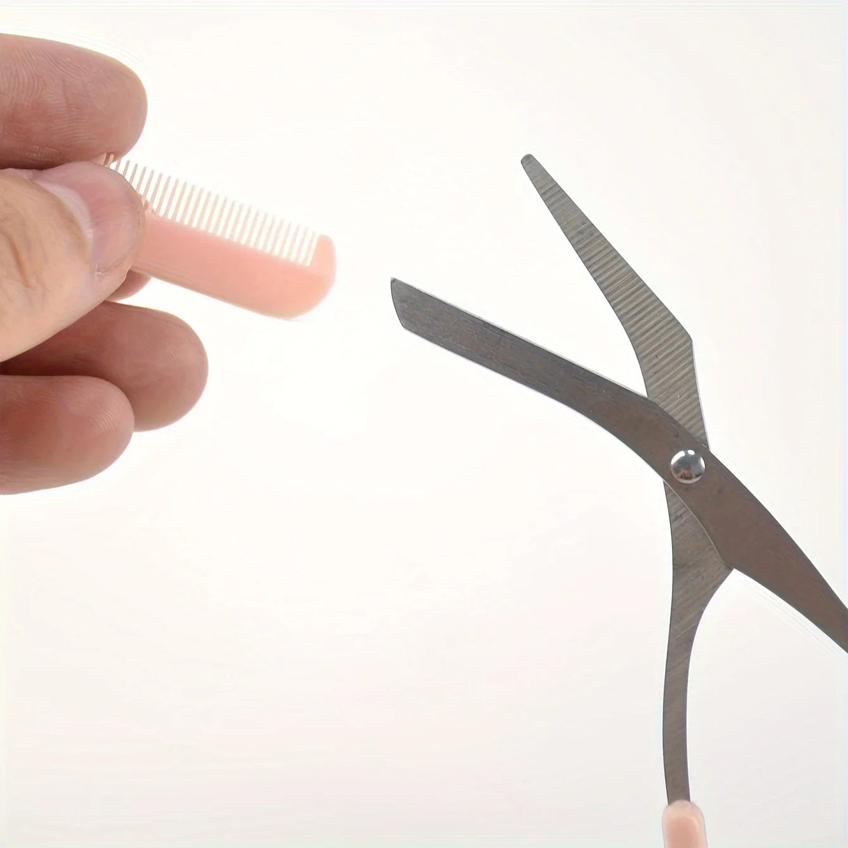 Pink Eyebrow Trimming Scissors with Comb - Stainless Steel Grooming Tool