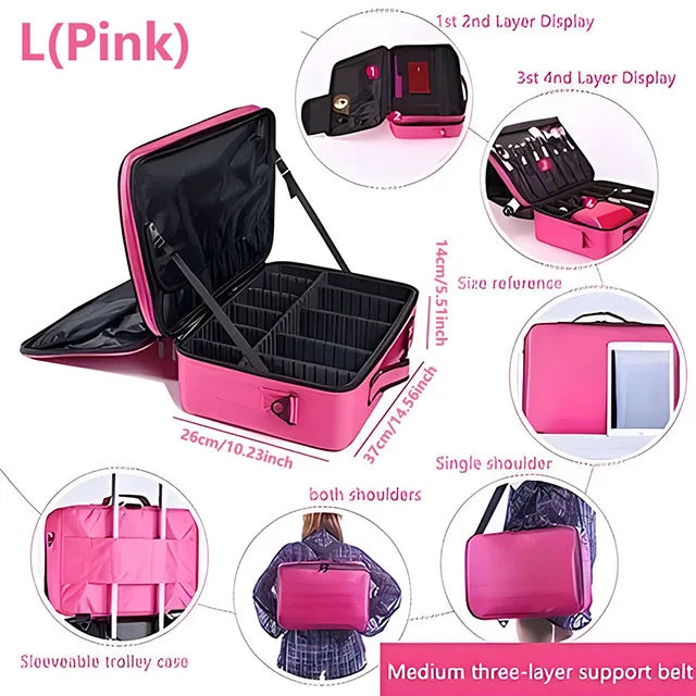Professional Makeup Case Large Capacity Cosmetic Organizer for Travel