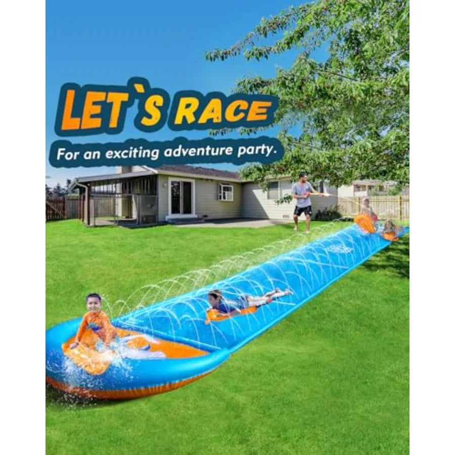 32FT Outdoor Water Slide for Kids and Adults, PVC Material, Blue and Yellow