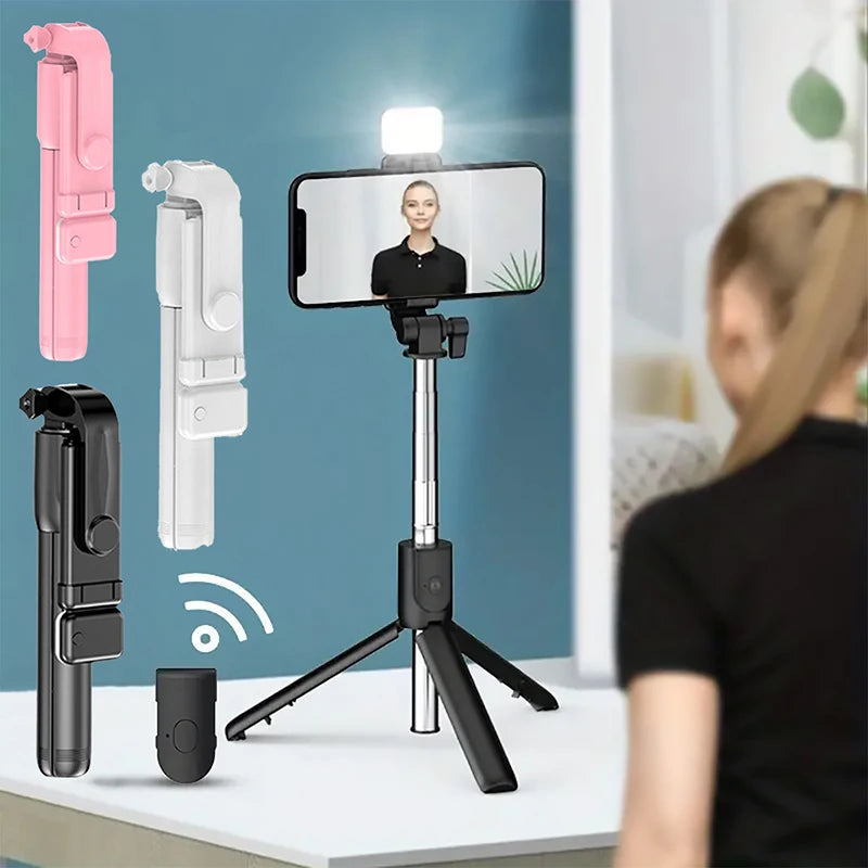 Portable Bluetooth Selfie Stick Tripod with Remote Shutter & Light