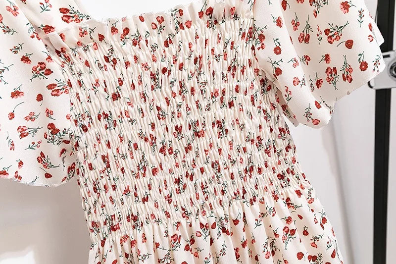 Chiffon Midi Dress for Women | Floral Print | Short Sleeve | Casual Wear