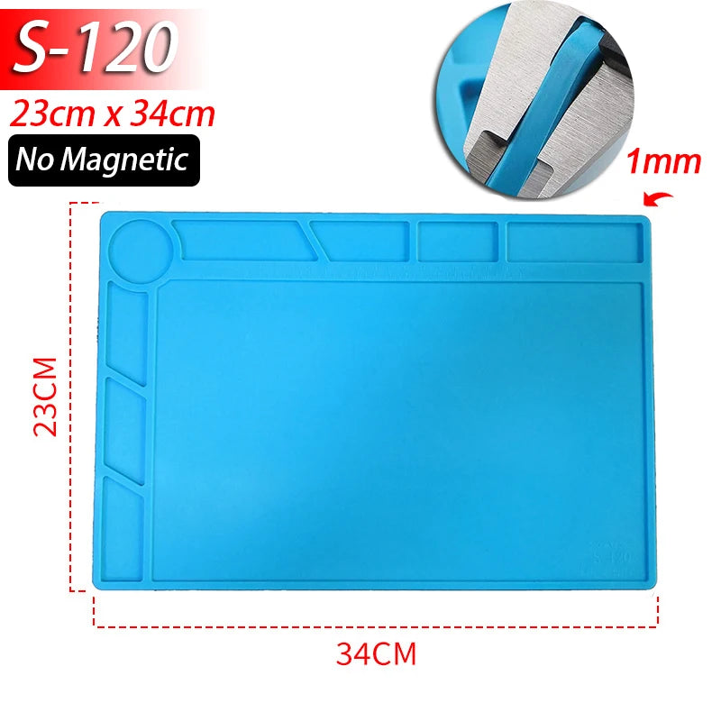 Soldering Station Mat Silicone Heat Resistant 932°F Anti-Static Magnetic Mat