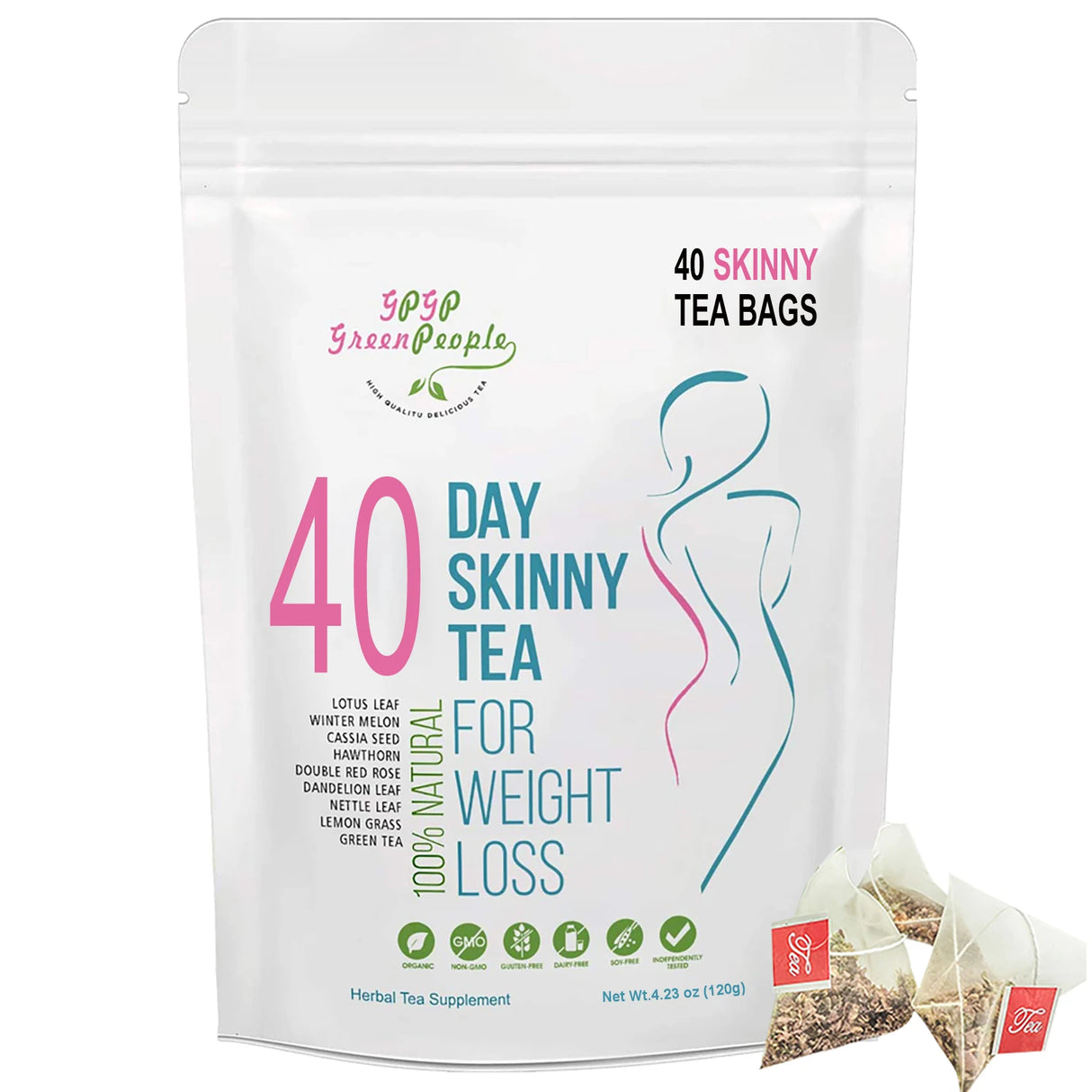 Herbal Detox Weight Loss Supplement - 40 Days, Non-GMO, Caffeine-Free
