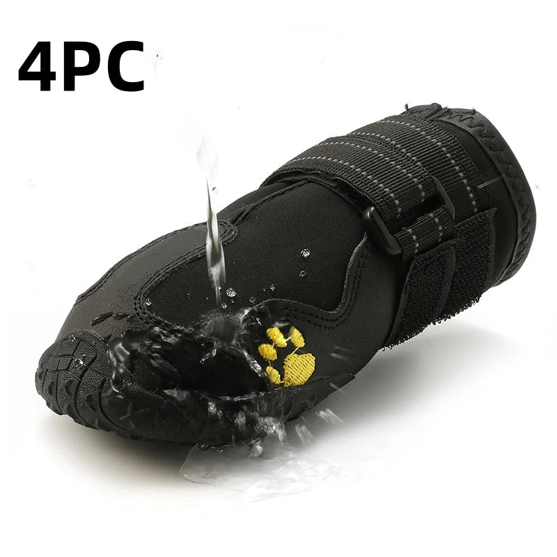 Waterproof Dog Boots Warm Snow 4pcs Set Reflective Anti-Slip for Medium Large Dogs