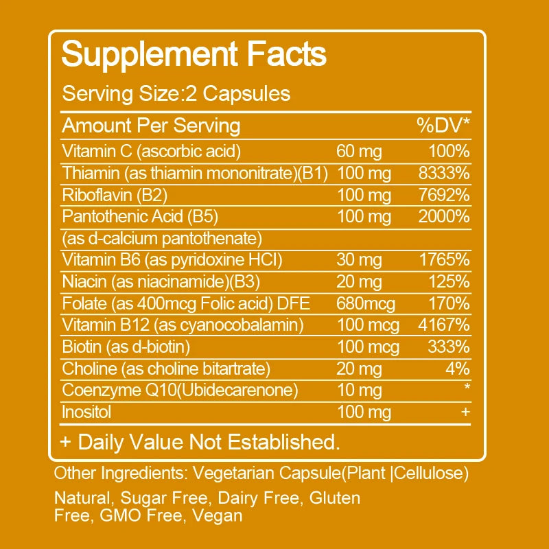 Vitamin B Complex Capsules with Resveratrol, 66 Count