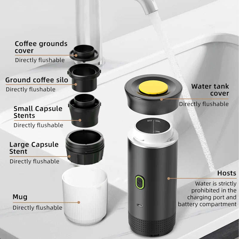 Portable Espresso Coffee Maker 3-in-1 for Car & Home Camping Travel