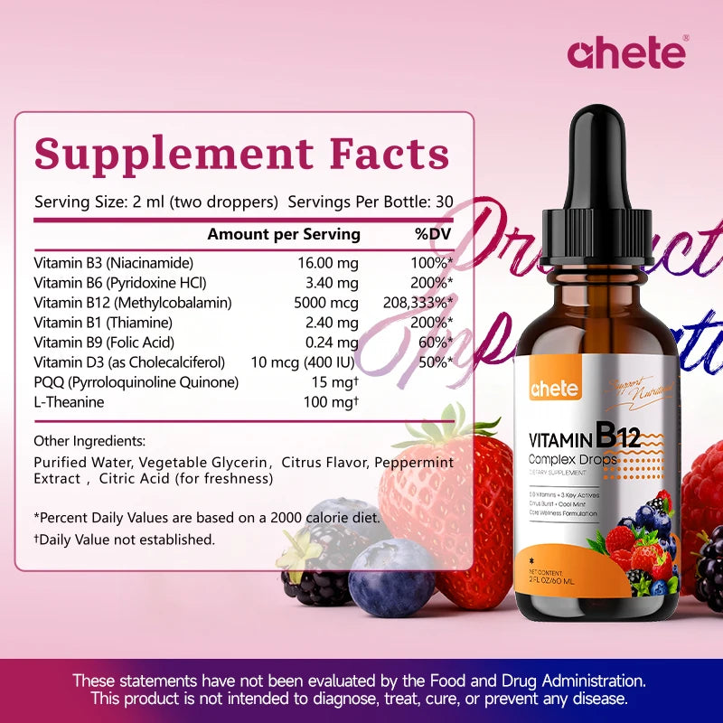 High Potency Liquid Vitamin B12 Drops, 30ml