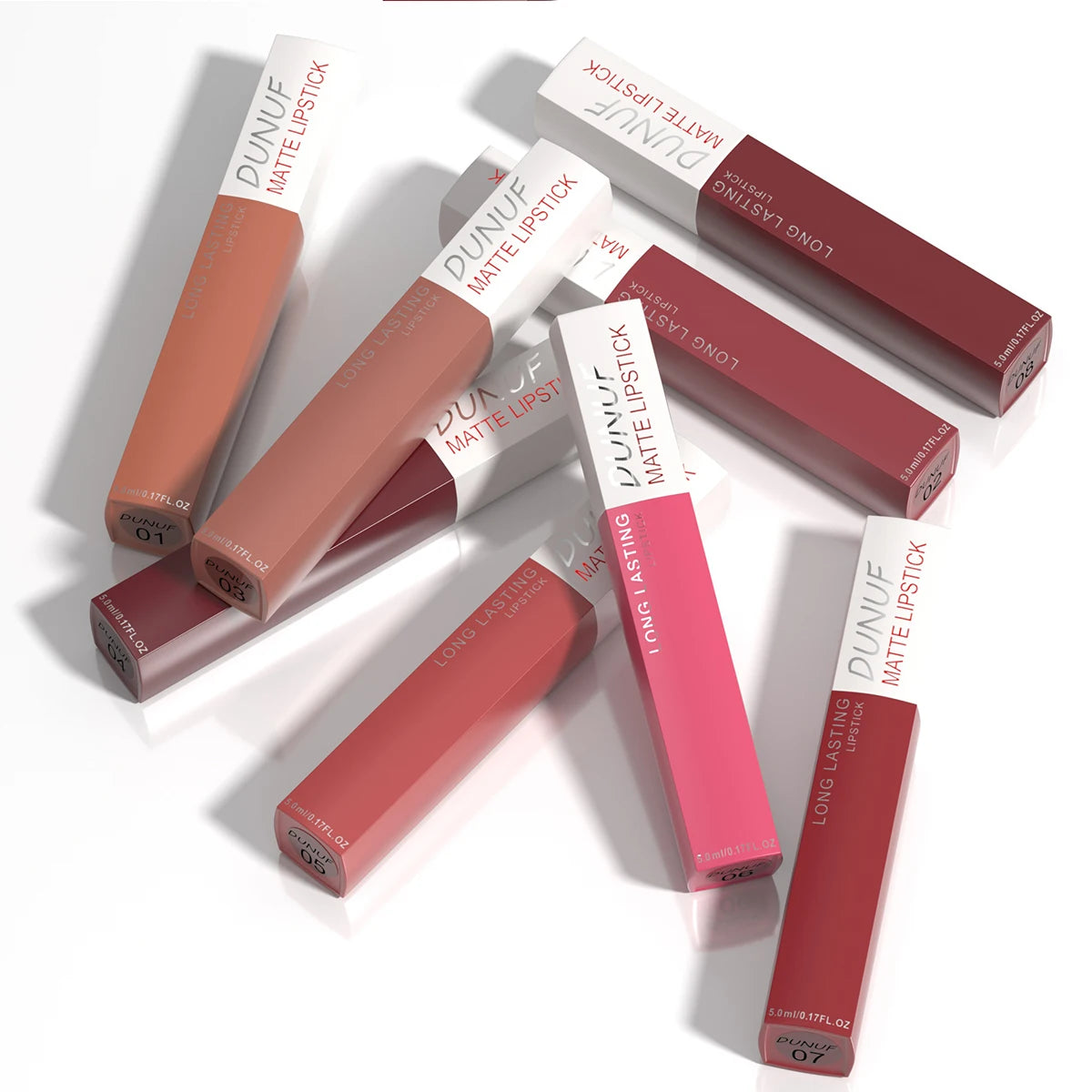 8pc Lip Gloss Set Matte Waterproof Highly Pigmented Nude Red Makeup