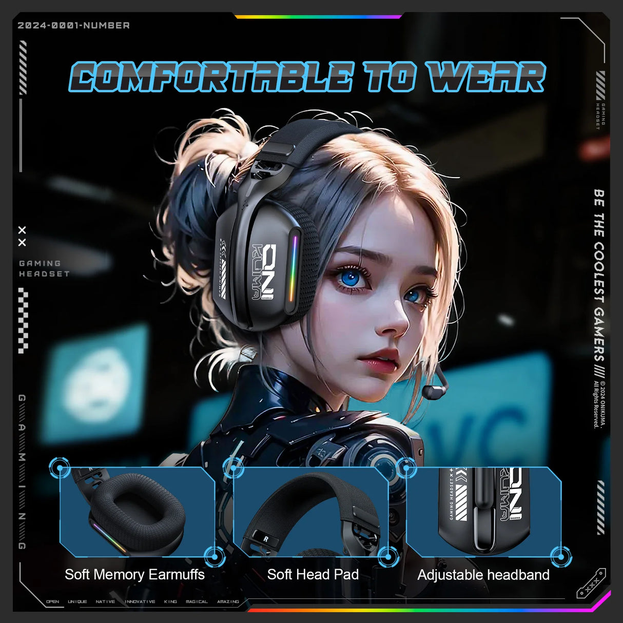 New Wireless Gaming Headset 3 Modes Bendable HD Mic Soft Ear Pads