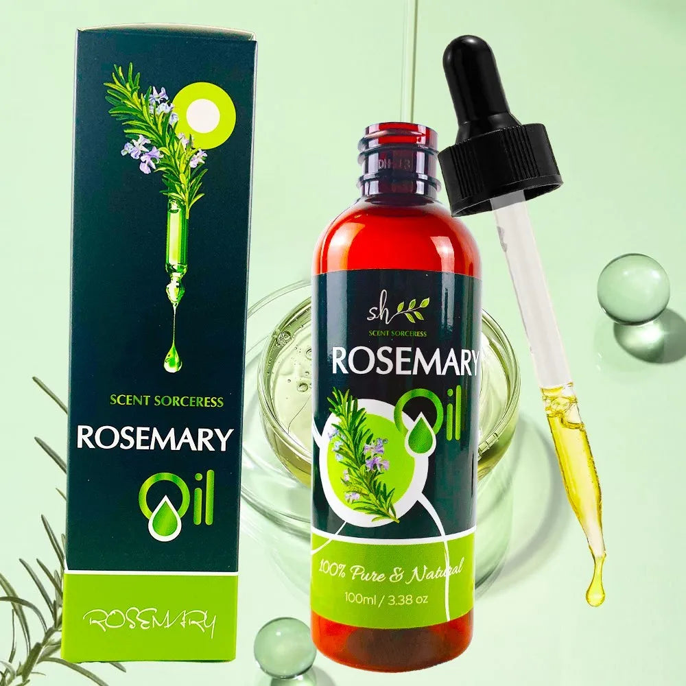 Rosemary Essential Oil 100 ml with Glass Dropper for Aromatherapy
