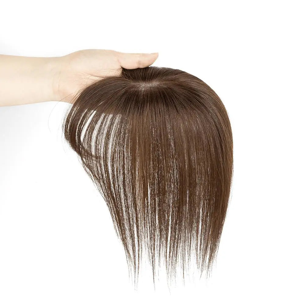 Human Hair Toppers with Clips for Volume and Length, 5x9cm Base