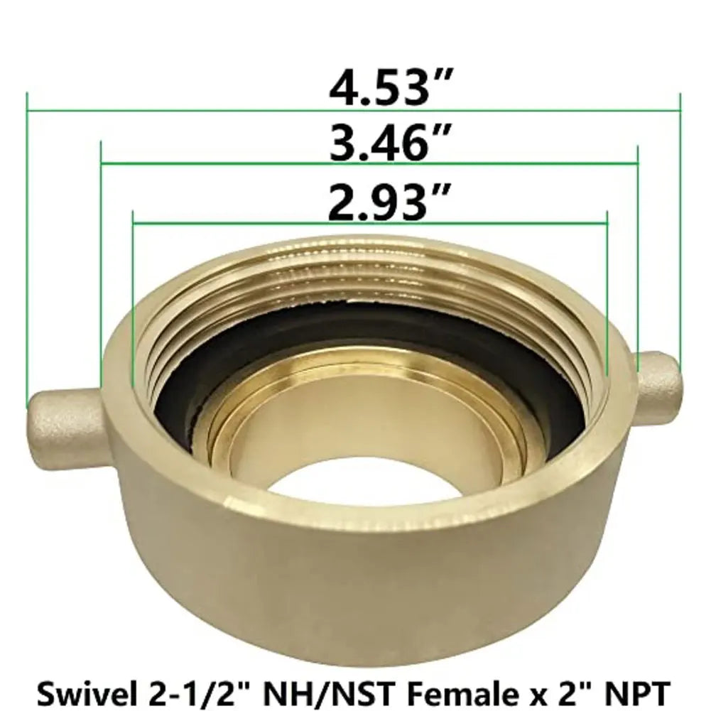 Brass Hose Adapter 2-1/2" NH x 2" NPT Fire Fighting Equipment