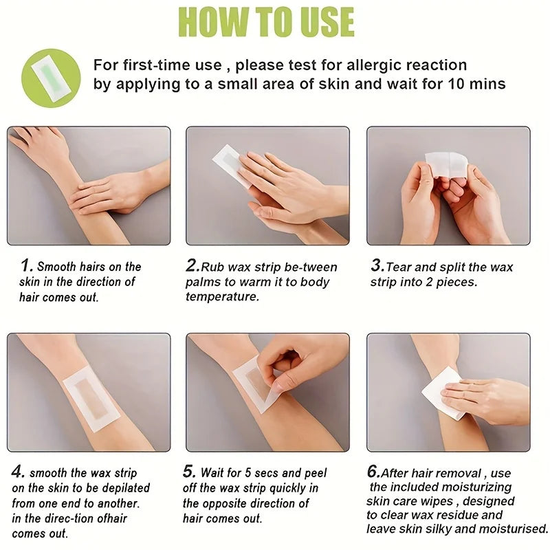 Professional Wax Tapes for Hair Removal, 6 Sticks, Body & Face Use
