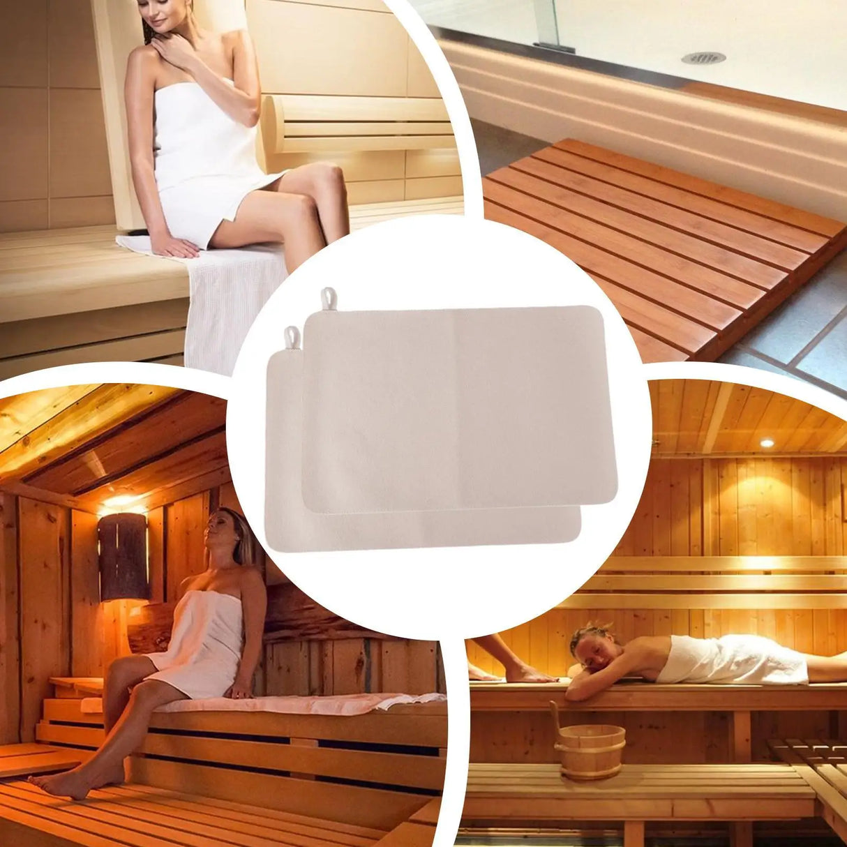 Sauna Mat Set 50x33cm 2pcs Water Absorbent Heat Insulation Cushion