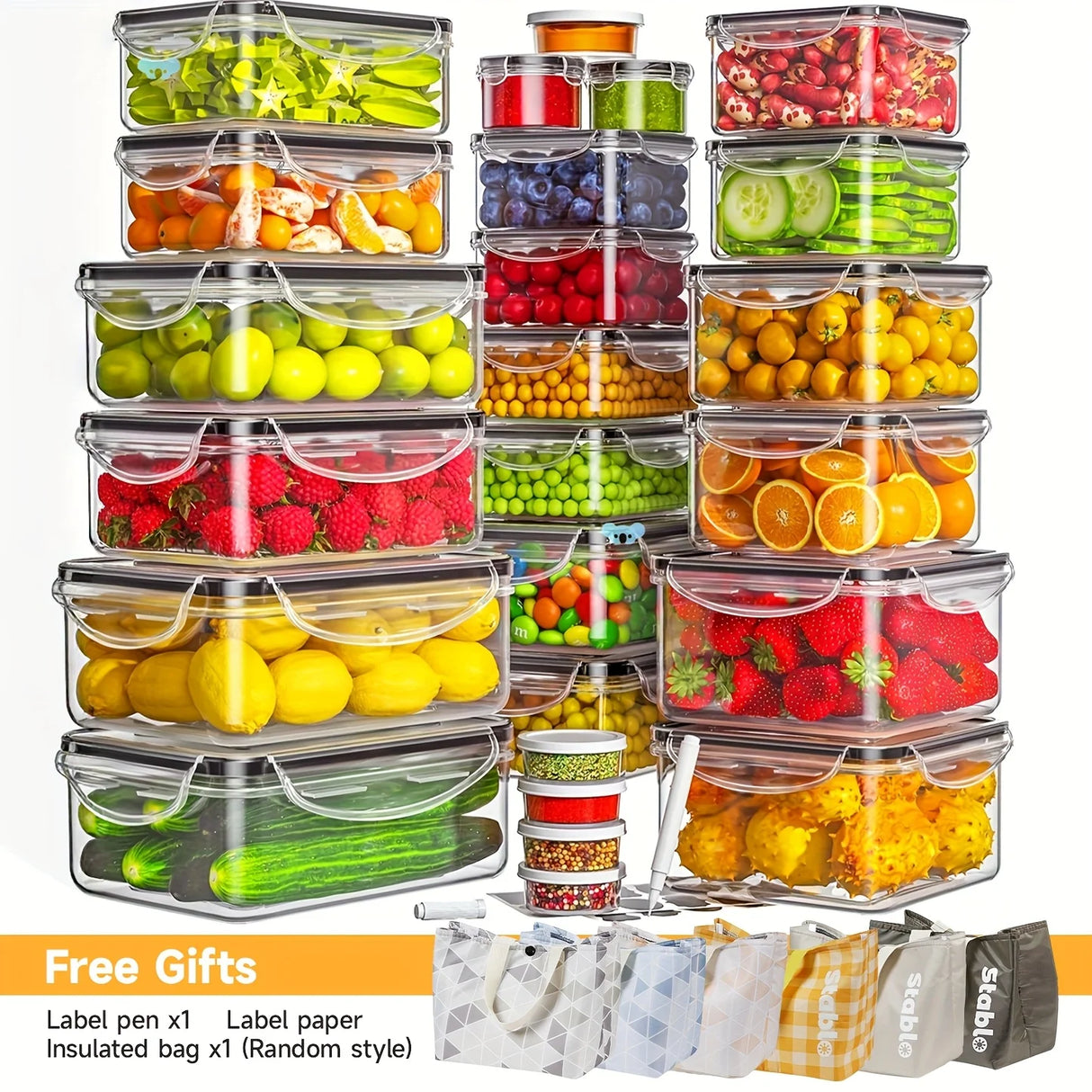 BPA-Free Food Storage Set with 24 Airtight Containers and Lids, 48 Pieces